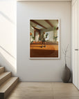 Wall-mounted abstract space-inspired art print by Mike Fogg in a stylish frame, enhancing room decor.