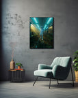 Wall-mounted abstract space-inspired art print by Mike Fogg in a stylish frame, enhancing room decor.