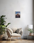 Wall-mounted abstract space-inspired art print by Mike Fogg in a stylish frame, enhancing room decor.